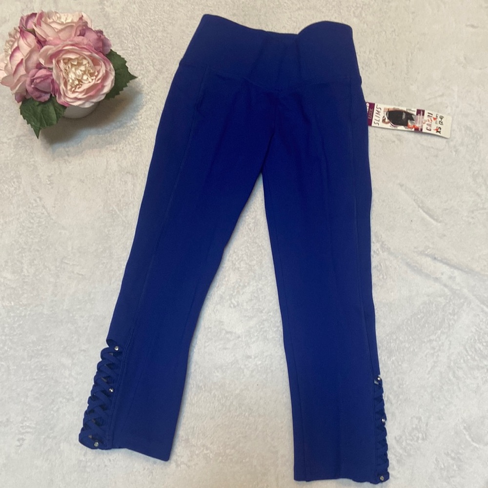 LUXE SLIMS Peter Nygard Size XS 2-4 Nygard Blue Capris NWT